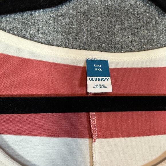 Old Navy Shirt Womens 2XL XXL Tshirt Orange White Striped Luxe Oversized Crop - Picture 3 of 6